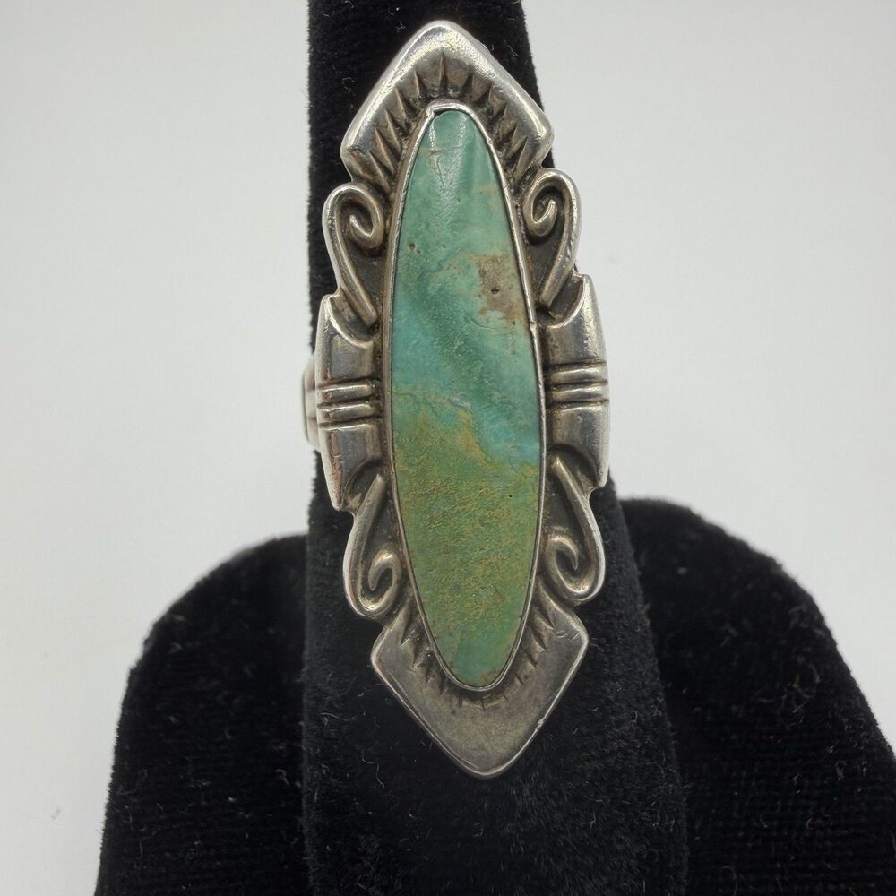 Vintage 925 Sterling Silver Turquoise Navajo Style Ring Size 6.5